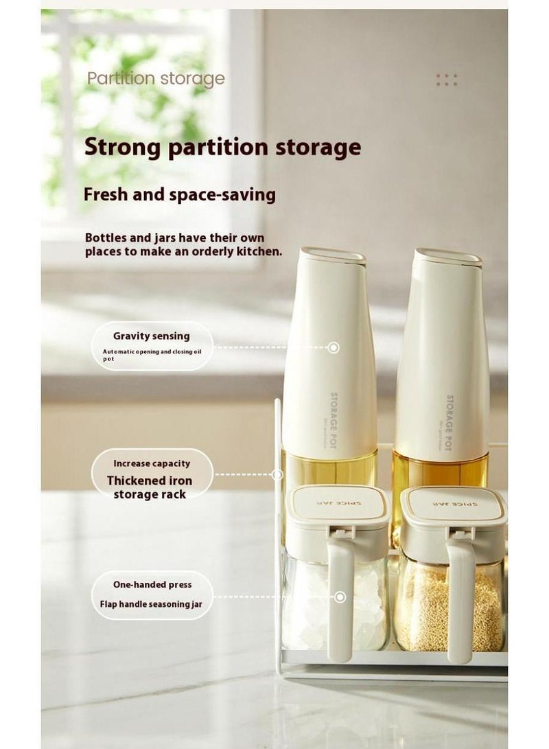 Bluejw طقم زجاجي من 7 قطع لزيوت التوابل مع رف معدني لتنظيم التخزين للمطبخ - Image 5