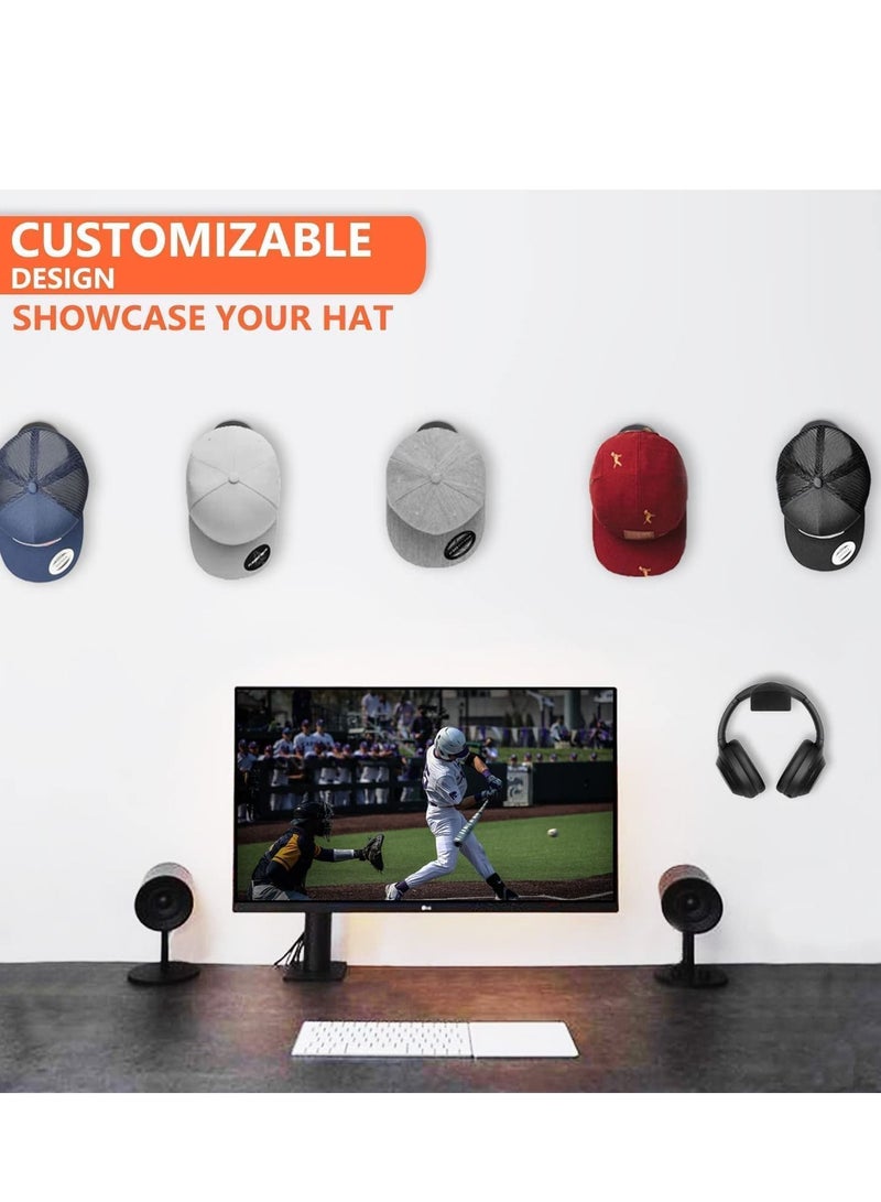 Excefore Hat Hooks for Wall, 10Pcs Adhesive Racks Baseball Caps Organizer Cowboy Rack Display Holder Cap Hangers Closet, Black  - Image 4