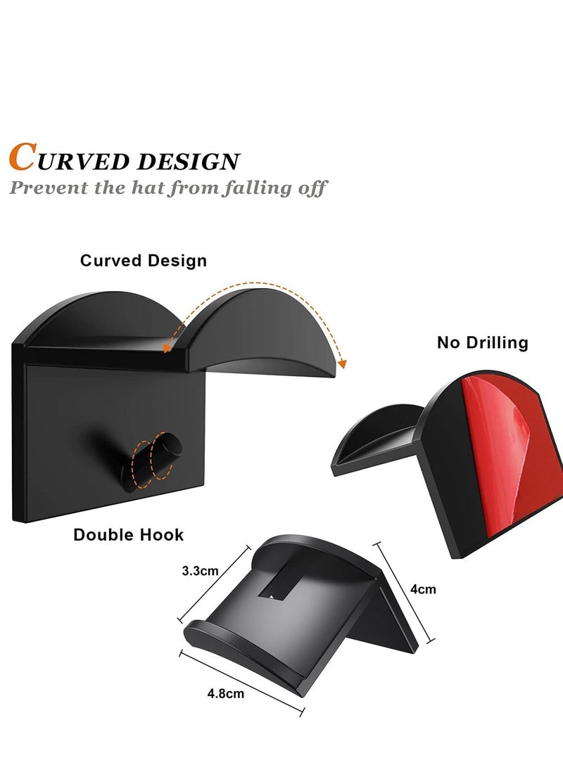 Excefore Hat Hooks for Wall, 10Pcs Adhesive Racks Baseball Caps Organizer Cowboy Rack Display Holder Cap Hangers Closet, Black  - Image 3