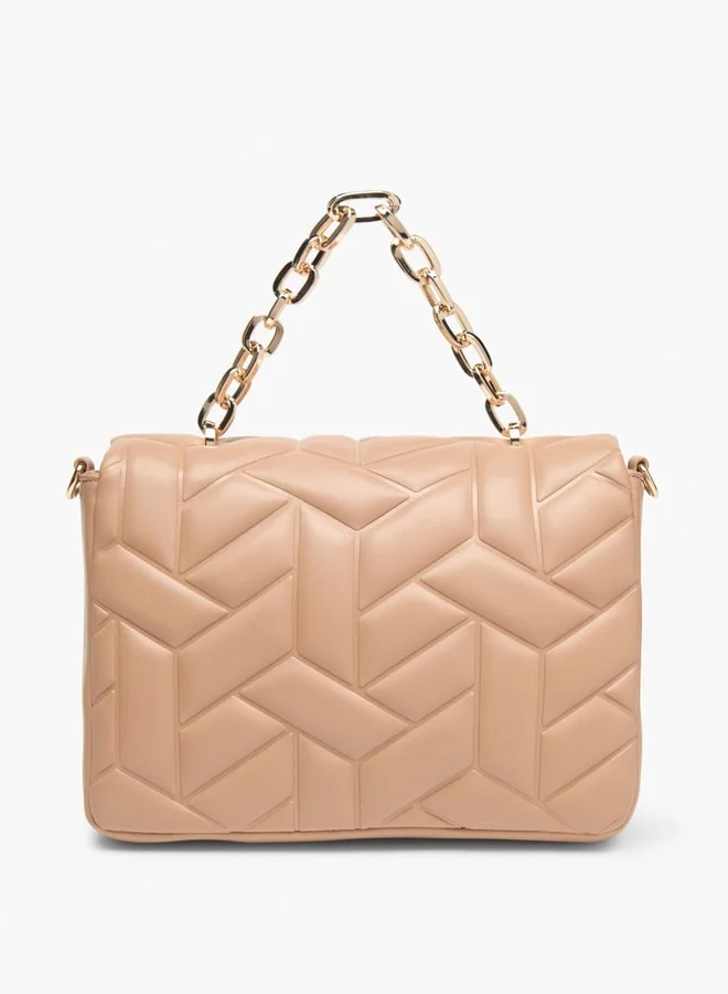 سيليست Quilted Satchel Bag with Flap Closure and Adjustable Strap