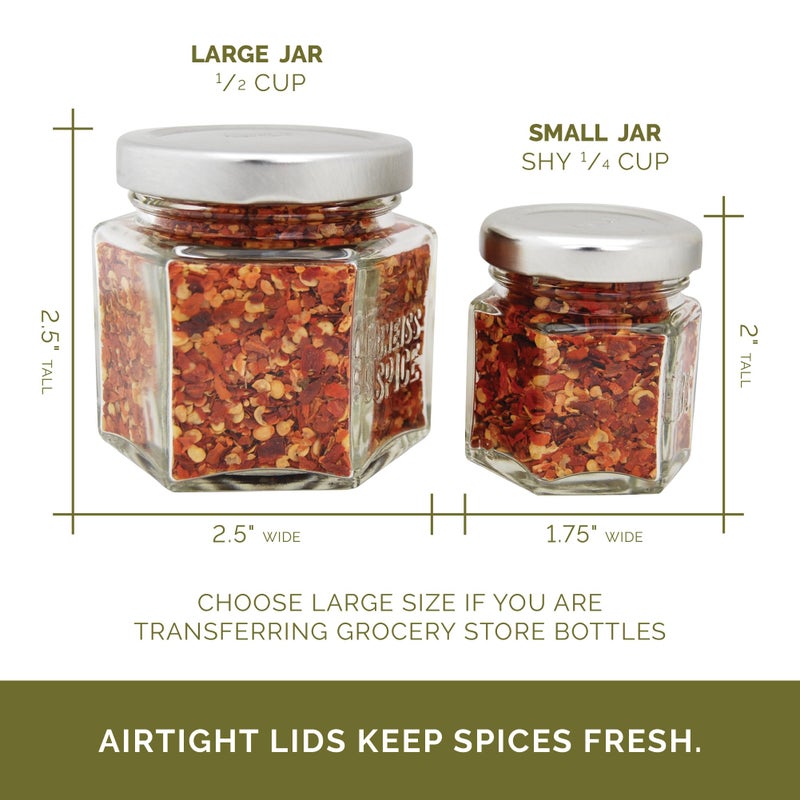 Gneiss Spice Gneiss Spice Magnetic Jars Sample Pack: Includes 6 Large and 6 Small Empty Glass Jars, Magnetic Metal Lids & Spice Labels | Create a Hanging Spice Rack on Your Fridge  - Image 2