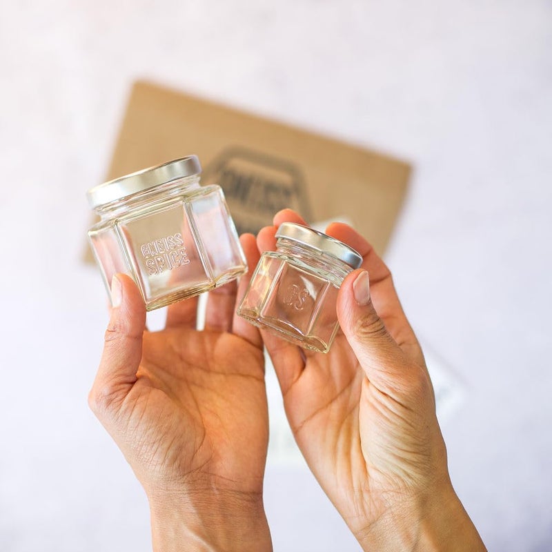 Gneiss Spice Gneiss Spice Magnetic Jars Sample Pack: Includes 6 Large and 6 Small Empty Glass Jars, Magnetic Metal Lids & Spice Labels | Create a Hanging Spice Rack on Your Fridge  - Image 1