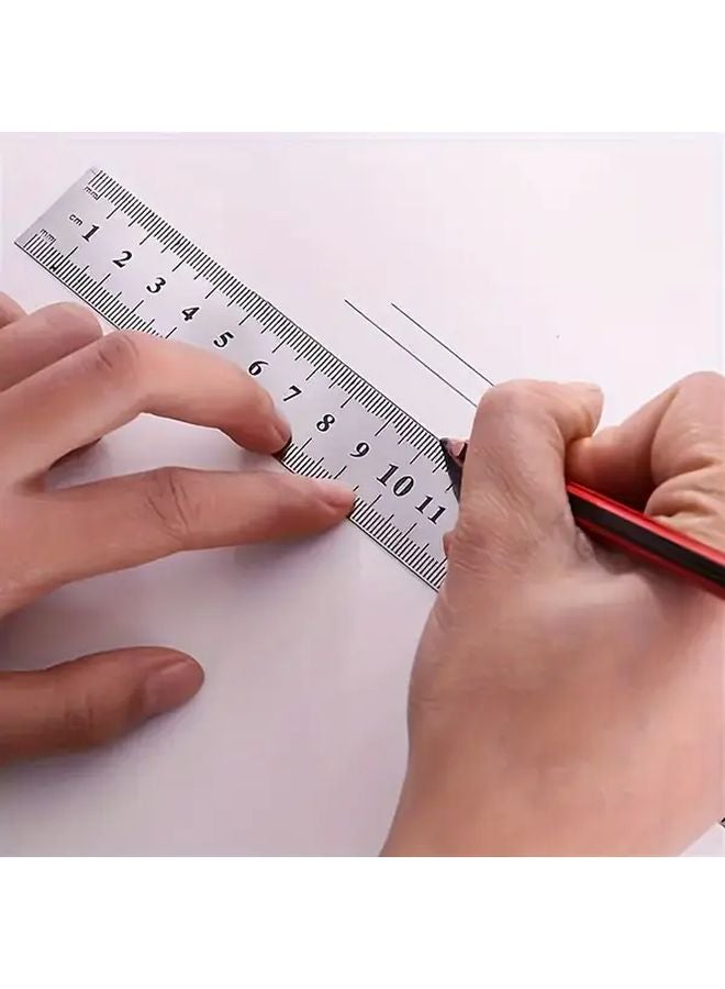 1 قطعة مسطرة من الفولاذ المقاوم للصدأ 7.87 بوصة أداة قياس معدنية - Image 5