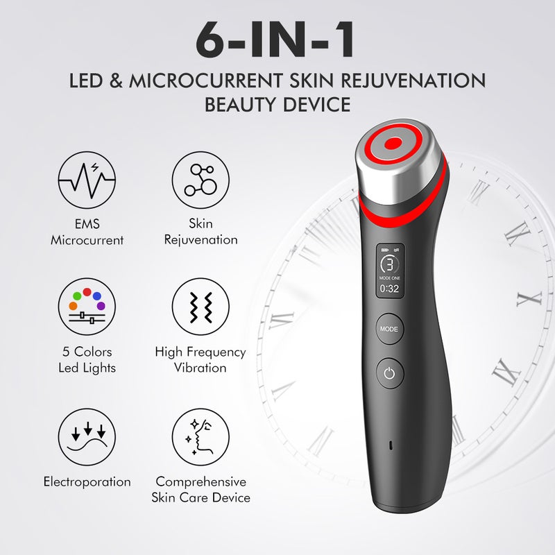 New Arrival: 5-Color Light Therapy EMS Microcurrent Vibration Massager with Red & Blue Light for Pore Beautification - Image 3