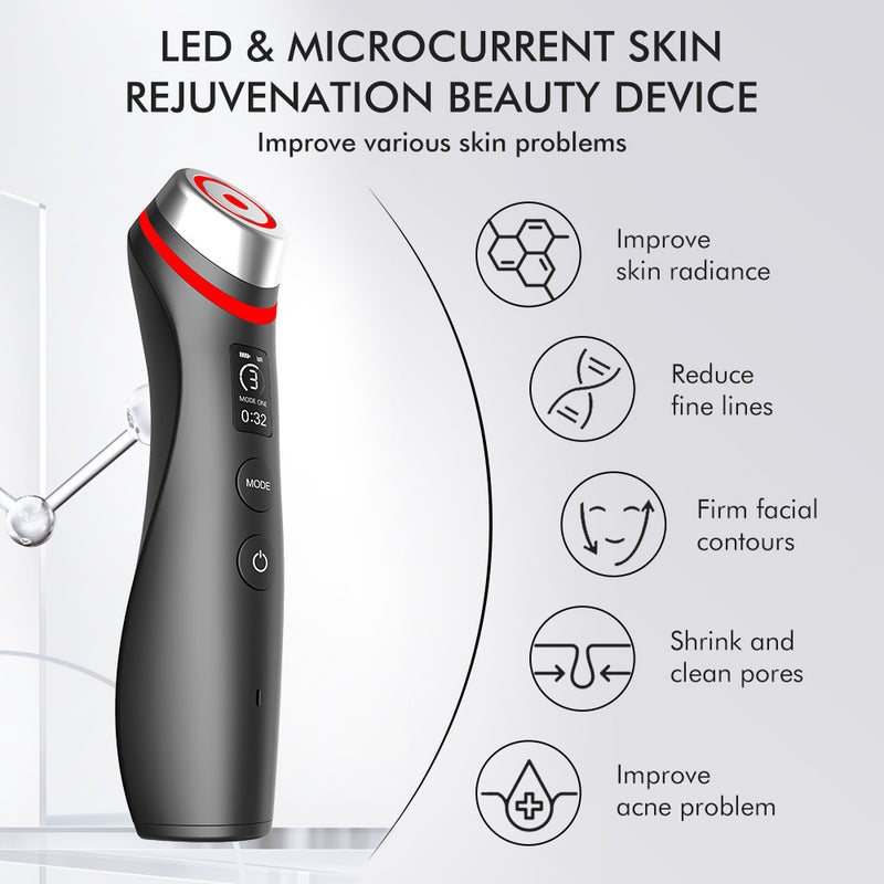 New Arrival: 5-Color Light Therapy EMS Microcurrent Vibration Massager with Red & Blue Light for Pore Beautification - Image 5