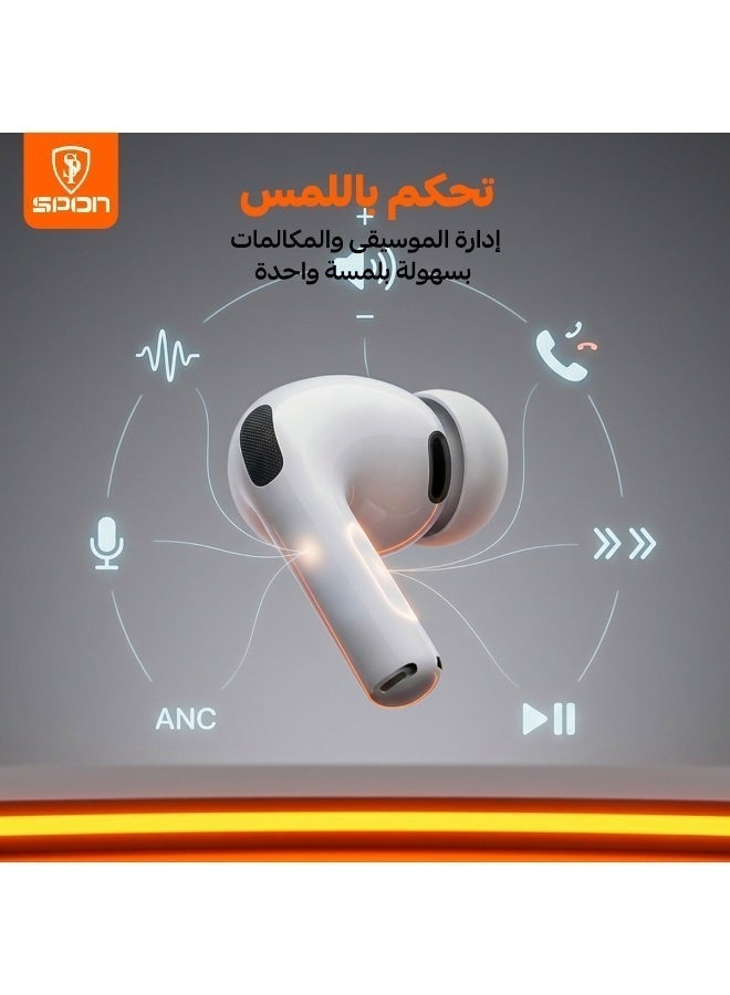 سبون سماعات ترجمة فورية  SPON لاسلكية ذكية TWS – بلوتوث 5.4 – تحكم باللمس – شحن Type-C – تطبيق ذكي – صوت HiFi - Image 5