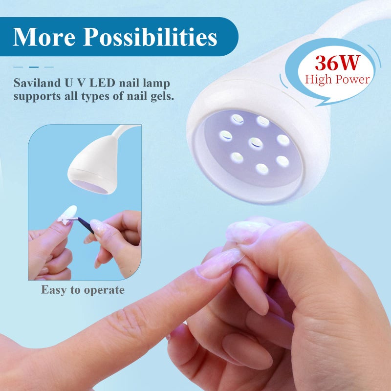 SAVILAND Rechargeable Nail Led Lamp - 36W Mini U V Light for Gel Nails with Nail Brush Holder Gel Nail Lamp and Flash Cure Light for Nails Portable U V Lamp for Resin Curing for Home DIY Nail Salon - Image 4