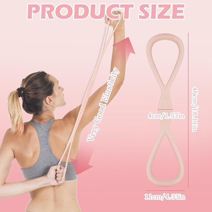CANIPHA 8-Shaped Silicone Tension Rope, Figure 8 Resistance Bands For Women Flex Ease Band Pink Resistance Fitness Tools Supplies For Women, Non-Slip Handles Suitable For Body Shaping - Image 2