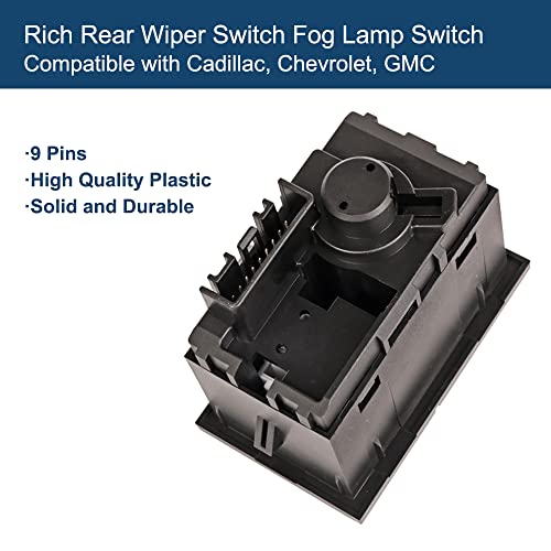 RICH AUTO Rich Rear Wiper Switch Fog Lamp Switch Compatible with Cadillac Escalade/Chevy Suburban1500 2500/GMC Yukon - Replaces 15061682 15143158 CBS-1437 - Image 4