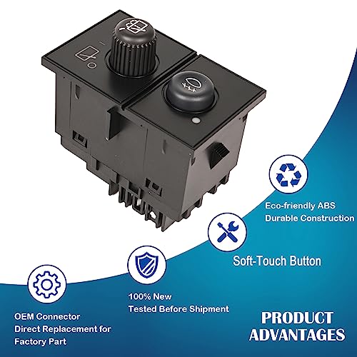 RICH AUTO Rich Rear Wiper Switch Fog Lamp Switch Compatible with Cadillac Escalade/Chevy Suburban1500 2500/GMC Yukon - Replaces 15061682 15143158 CBS-1437 - Image 3