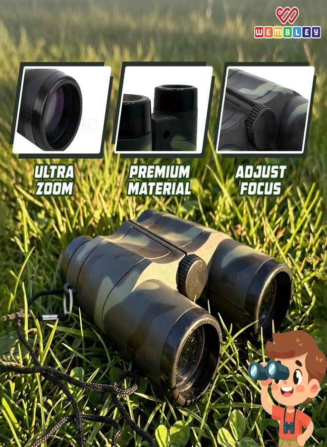 Wembley Army Style Binoculars Toy for Kids | Compact and Portable Birdwatching Outdoor Telescope for Boys and Girls | Binocular Toy with Neck String and Focus Adjustment | Educational Birthday Gift - Image 4