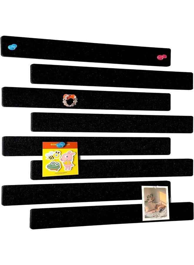 Peachjoy 8 Pcs Cork Board Strips with 30 Pushpins, Self-Adhesive Bulletin Board Strips No Damage for Wall, Felt Pin Board for Paste Notes, Photos, Office Decor (Black) - Image 1