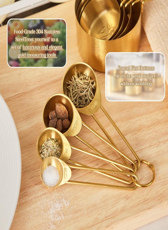 DN DECONATION Golden 304 Stainless Steel Measuring Cups and Spoons Set,8PCS Stackable & Long Handle Fits Narrow Jars, Premium Gold Kitchen Accessories for Liquid & Dry Ingredients Baking Cooking, Durable&Rust-Proof - Image 5