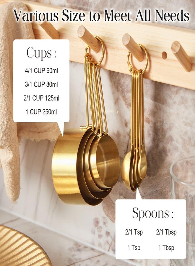 DN DECONATION Golden 304 Stainless Steel Measuring Cups and Spoons Set,8PCS Stackable & Long Handle Fits Narrow Jars, Premium Gold Kitchen Accessories for Liquid & Dry Ingredients Baking Cooking, Durable&Rust-Proof - Image 2
