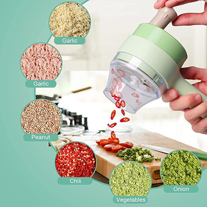 ERICHSEN Electric Vegetable Cutter Set Portable Wireless Garlic Masher Garlic Press and Slicer Set Multifunctional Electric Mini Food Processor for Vegetables and Fruits  - Image 3