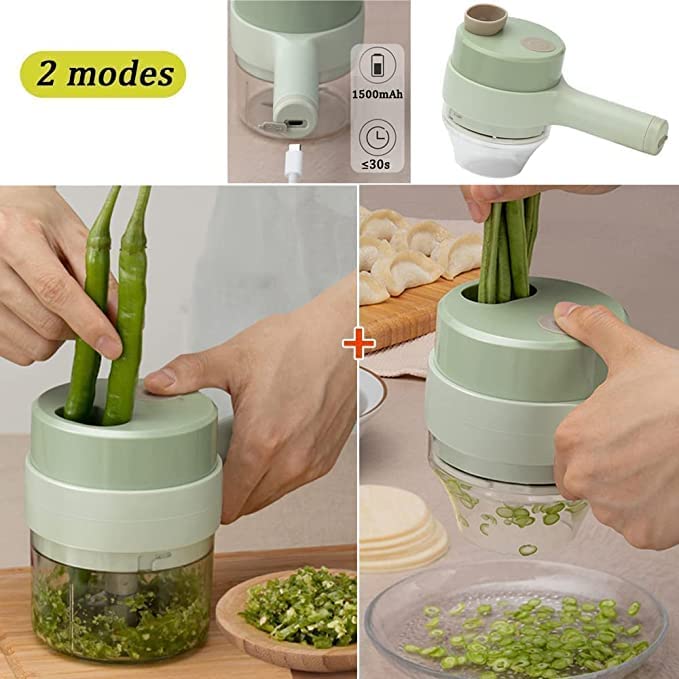 ERICHSEN Electric Vegetable Cutter Set Portable Wireless Garlic Masher Garlic Press and Slicer Set Multifunctional Electric Mini Food Processor for Vegetables and Fruits  - Image 4