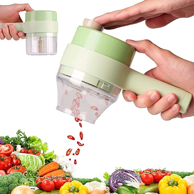 ERICHSEN Electric Vegetable Cutter Set Portable Wireless Garlic Masher Garlic Press and Slicer Set Multifunctional Electric Mini Food Processor for Vegetables and Fruits  - Image 1
