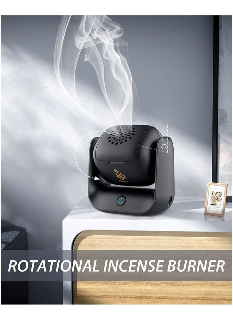 Bukhoon Modern Rotatable Electric Incense Burner with 1500 mAh Battery – Type-C Rechargeable, 700°C High-Temperature Quick Heating – 2-Minute Automatic Burn Cycle, LED Indicator, 90° Rotation – Stylish Oud Bakhoor Burner for Home, Car & Travel Use - Image 3