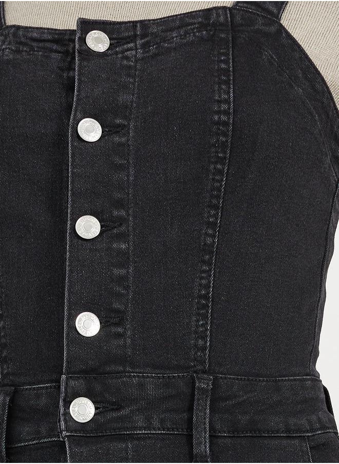 Styli Button Front Denim Dress  - Image 3