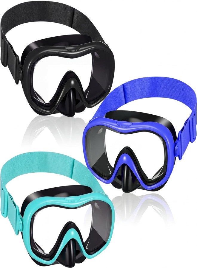 Relaxweex 3 Pcs Adult Youth Swim Goggles with Nose Cover Elastic Strap View Clear Waterproof for Snorkeling Diving Swimming (Black, Dark Blue, Green) - Image 1