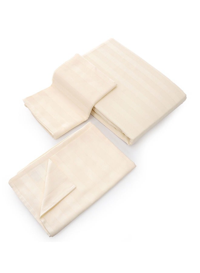MEHALLA MEHALLA Fitted Sheet Set - Satin Stripe 2cm - Queen Off-White -100% Egyptian Cotton  - Image 3