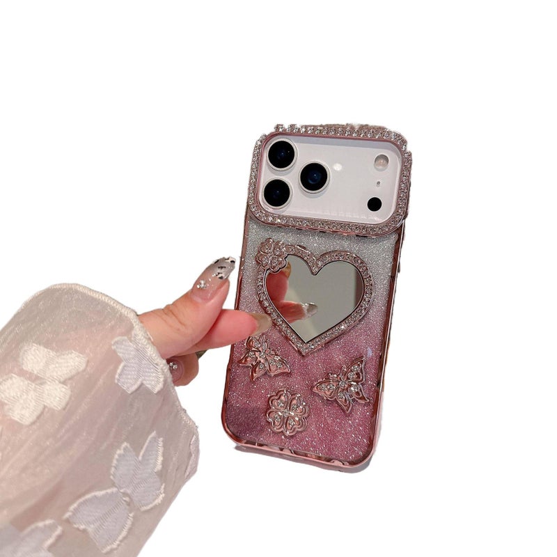 غطاء واقي بTPU باللون Silver من مادة TPU لـ iPhone 13 مع نمط قلب حب ثلاثي الأبعاد وبريق لامع مع مقاوم للصدمات مع حماية من السقوط للعائلة أثناء التنقل سهل التخزين - Image 4