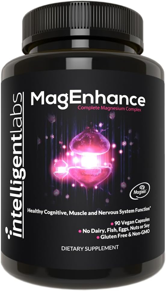 Intelligent Labs MagEnhance Magtein Magnesium Complex Supplement LThreonate with Magnesium Glycinate and Taurate 90 Capsules - Image 1