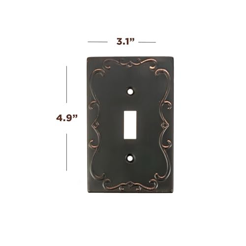 SleekLighting | Wall plates Decorative Regal Scrollwork Oil Rubbed Bronze | Electric Outlet and Switch Covers| Style: 1 Gang Toggle (2 Pack) - Image 2