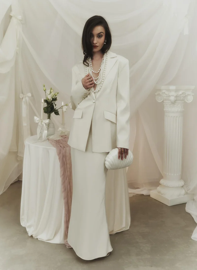 Lichi Straight single-breasted jacket with pearlescent buttons