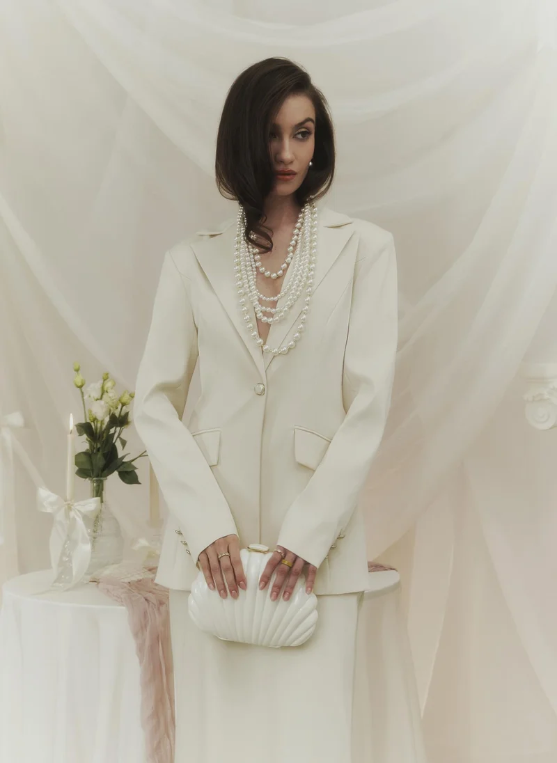 Lichi Straight single-breasted jacket with pearlescent buttons