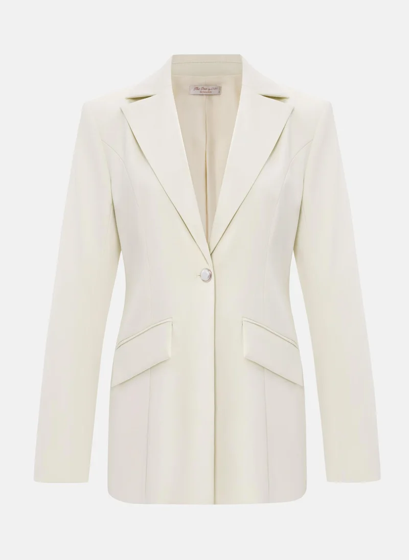 Lichi Straight single-breasted jacket with pearlescent buttons