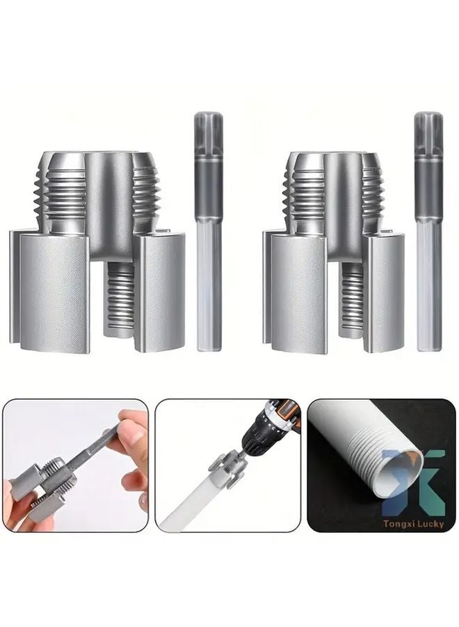 2 In 1 Heavy Duty PVC Pipe Threading Tool Kit With 1 2 Inch 3 4 Inch Dies Electric Drill Compatible - Image 1