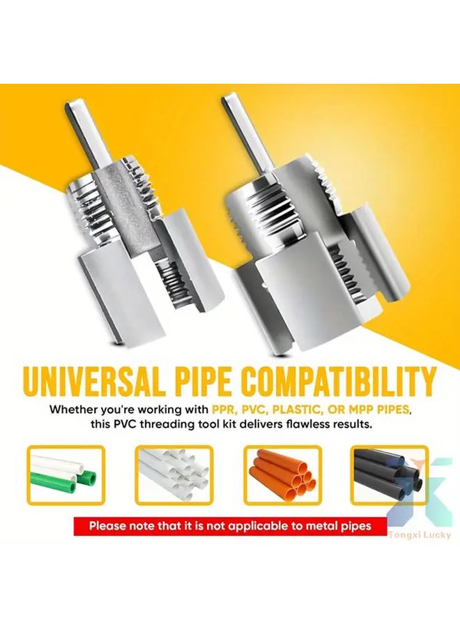 2 In 1 Heavy Duty PVC Pipe Threading Tool Kit With 1 2 Inch 3 4 Inch Dies Electric Drill Compatible - Image 4