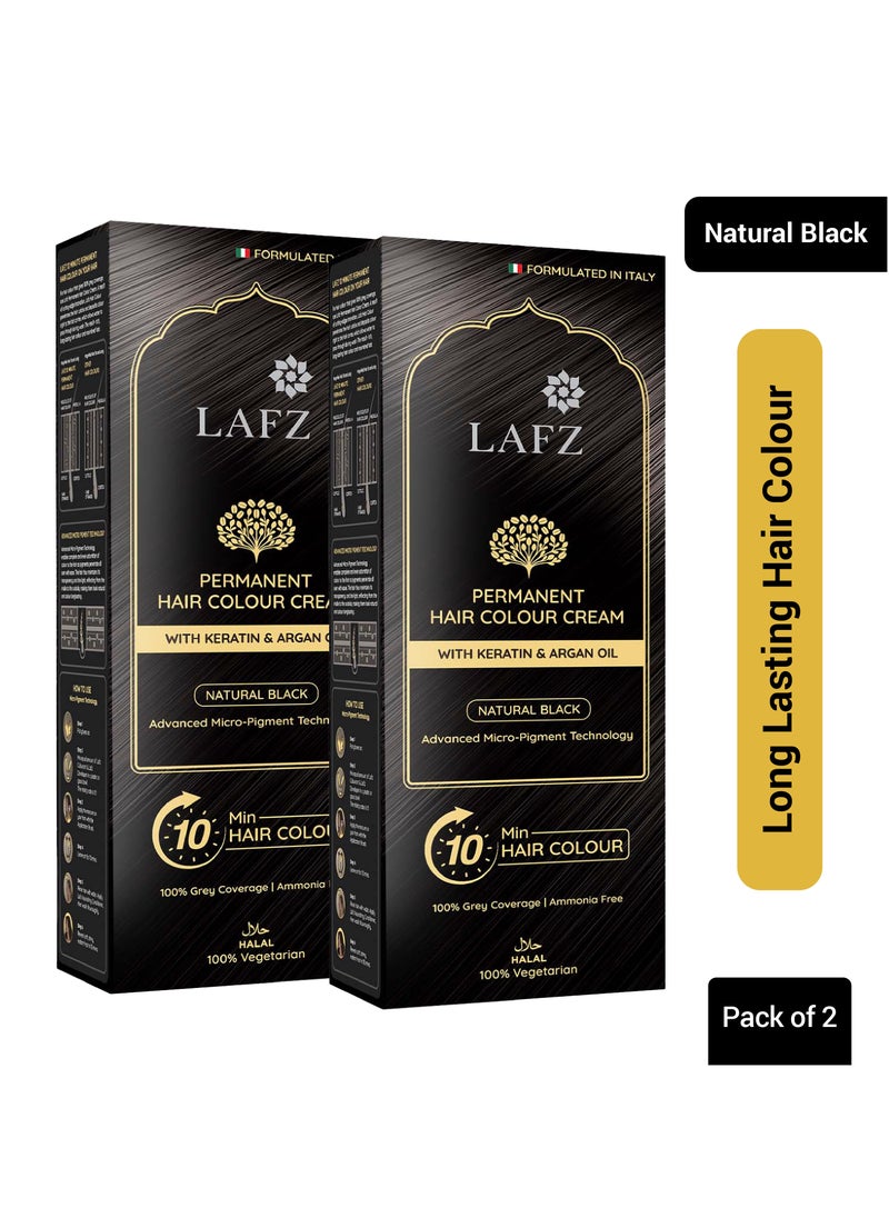 LAFZ Natural Black 10-Min Halal Hair Color (Pack of 2) 100% Grey Coverage | No Ammonia | Water Permeable | Enriched with Argan Oil & Coffee  - Image 2
