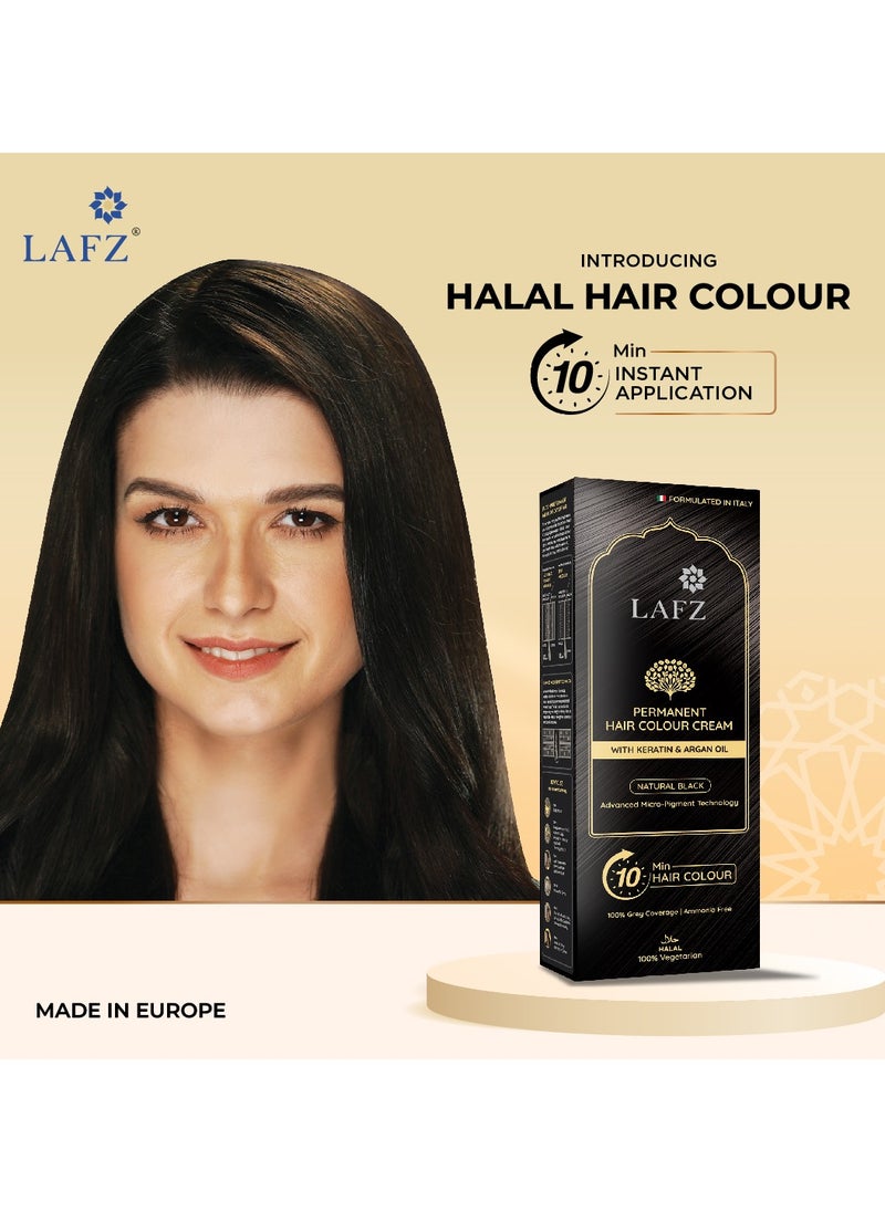 LAFZ Natural Black 10-Min Halal Hair Color (Pack of 2) 100% Grey Coverage | No Ammonia | Water Permeable | Enriched with Argan Oil & Coffee  - Image 3