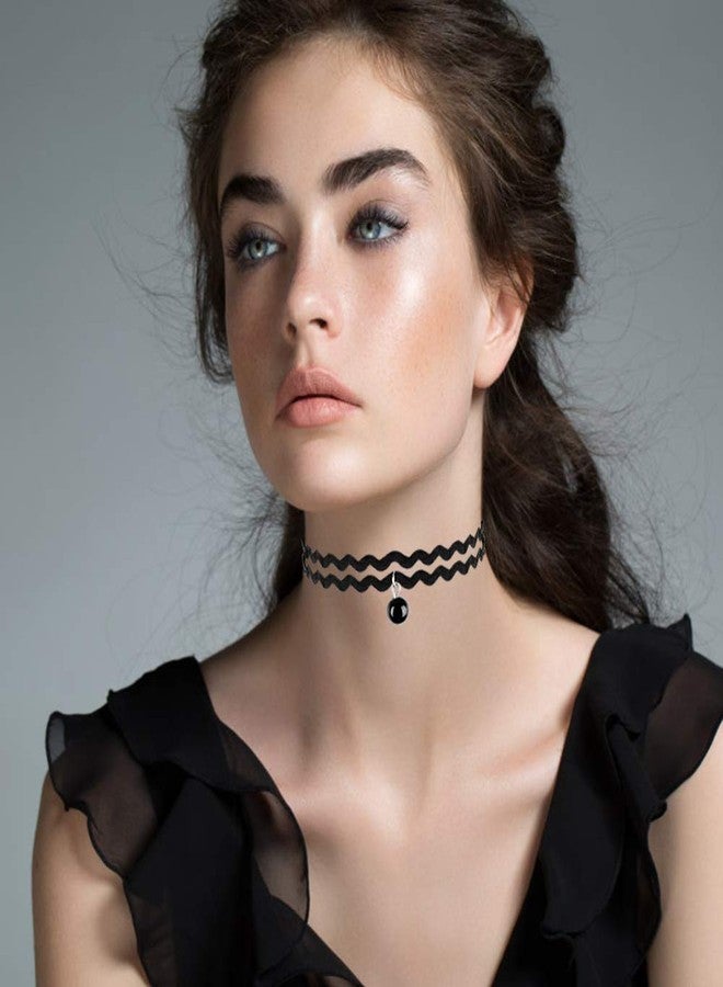Outee 9 Pcs Choker Set Black Chokers Necklaces for Women Black Velvet Choker Necklaces Ribbon Chokers for Women - Image 4