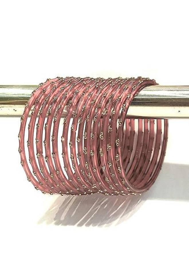 BANGLESKART مجموعة أساور زجاجية مطرزة من بانجلسكارت، أساور مصنوعة يدوياً، للنساء، 12 قطعة (غاجري) (2.4) - Image 4