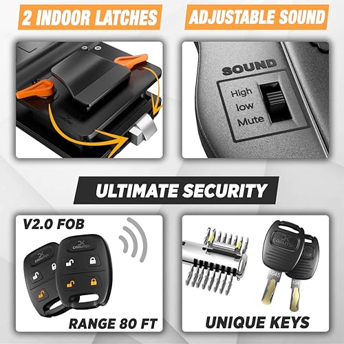 CARMTEK RV Keyless Entry Lock - 10 Digits V2.0 | Secure RV Door Lock Keyless Entry w/ 2 Inside Latches | Travel Trailer Door Lock Replacement w/ 2 Fobs, 4 Unique Keys | Only Fit 3.75" x 2.75" Lock Hole - Image 4