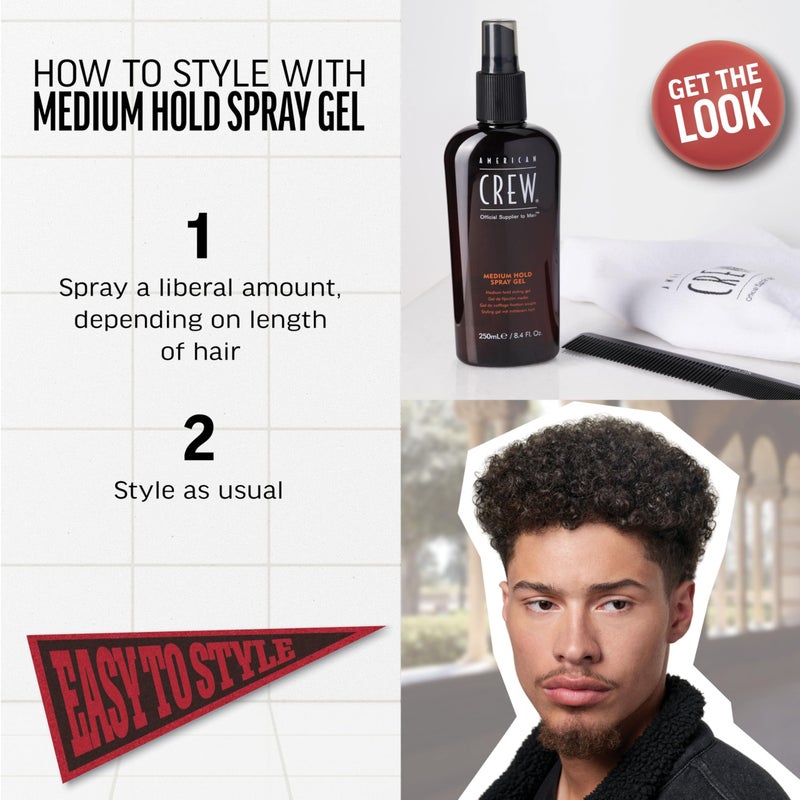 American Crew Medium Hold Spray Gel, Hair Styling Gift for Him, 8.4 fl oz - Image 3