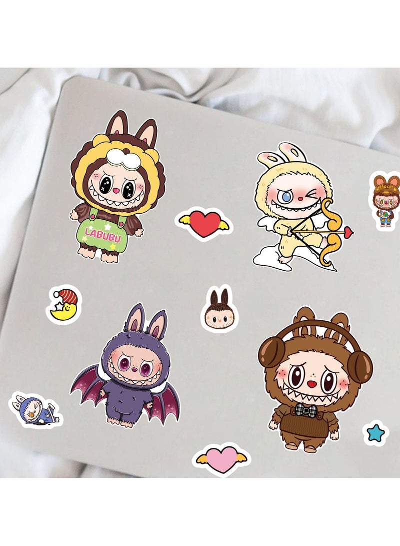 LABUBU 8 Sheets/Set Cartoon LABUBU Stickers Waterproof Make a Face Puzzle Stickers DIY Craft for Kids  - Image 2