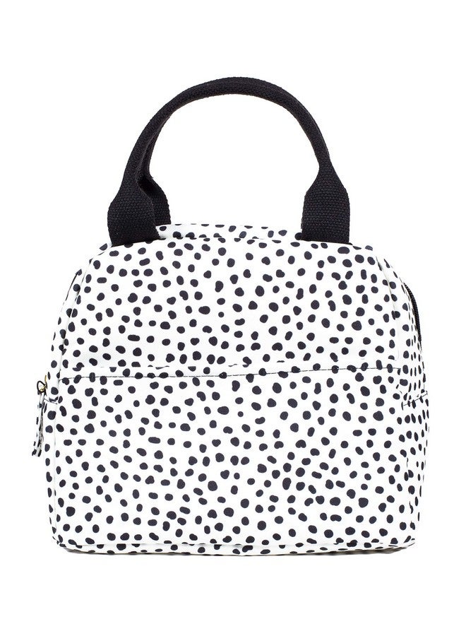 STEEL MILL AND CO. Steel Mill & Co Insulated Lunch Tote Bag for Women, Large Capacity Cooler Lunch Box, Cute Lunch Bag for Adults, Mini Cooler with Zipper Closure, Pockets, and Sturdy Handles (Black Dots)  - Image 1