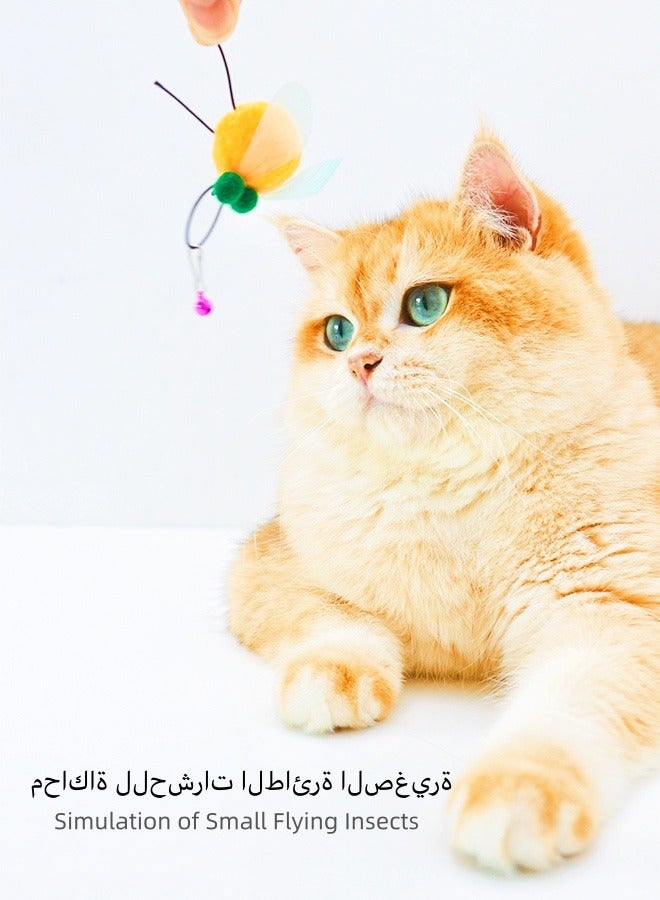 Cat Teaser Wand Toy, 4 Pieces Insect Cat Toy Set, Retractable Cat Wand Toy, Cat Teaser Wand Refills with Bell, Cat Feather Toys, Interactive Cat Toys for Indoor Cats - Image 4