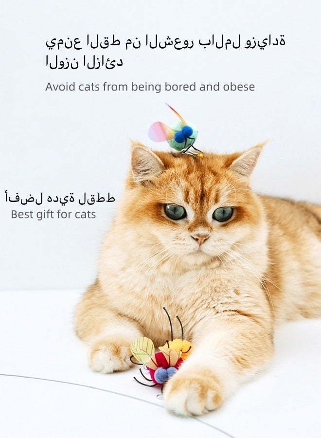 Cat Teaser Wand Toy, 4 Pieces Insect Cat Toy Set, Retractable Cat Wand Toy, Cat Teaser Wand Refills with Bell, Cat Feather Toys, Interactive Cat Toys for Indoor Cats - Image 5