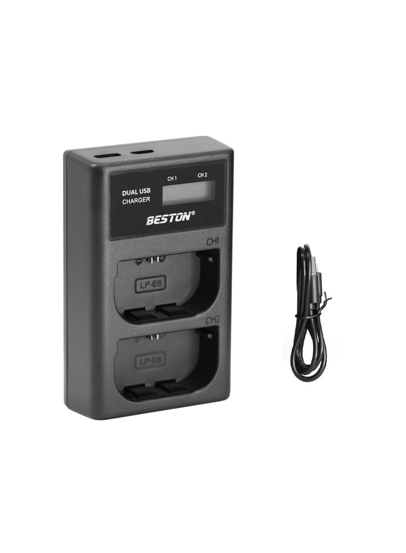 بيستون شاحن LCD ذكي بفتحتين لكاميرات كانون LP-E6 من بيستون - Image 2