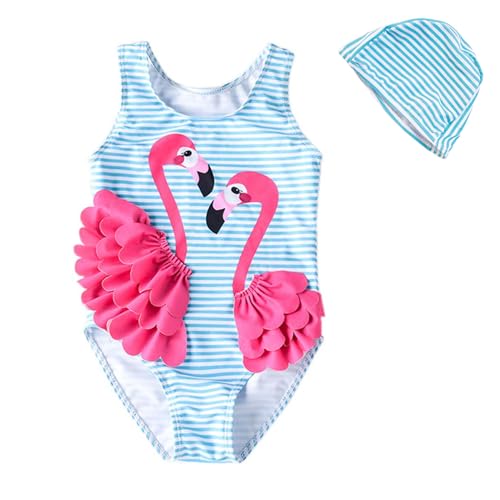 Kimjun Baby Girls One Piece Swimsuit Swimwear Toddler Kid Flamingo Bikini Bathing Suit Sunsuit Rash Guard Blue 80 - Image 1