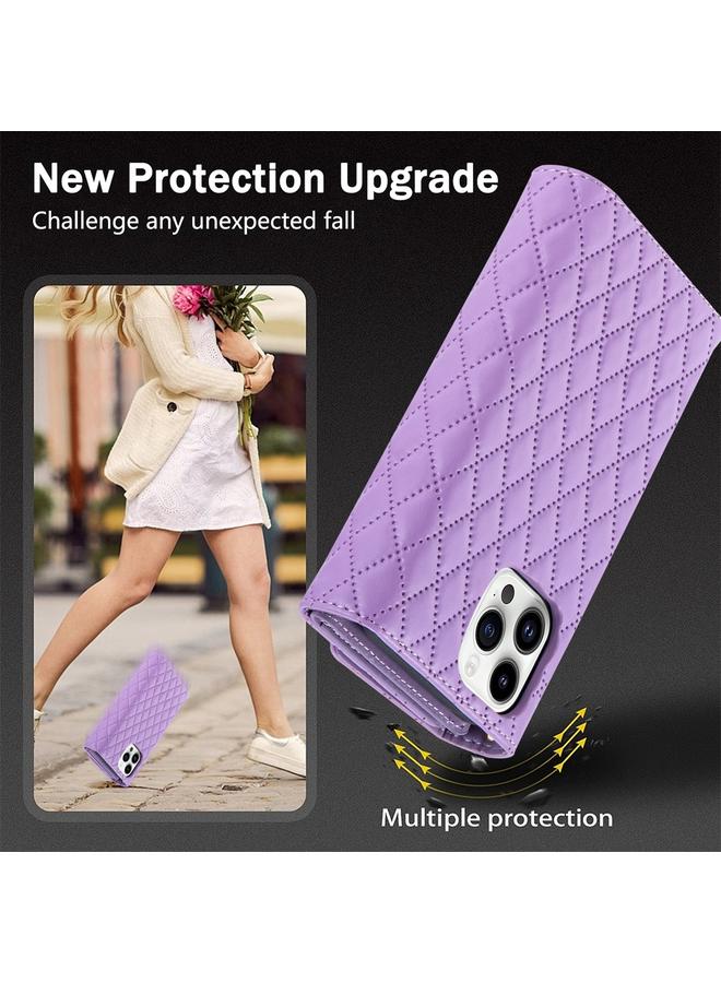 Zaboon Case For iPhone 11 Pro Max Zipper Multi-Card Wallet Rhombic Leather Phone Case - Image 4