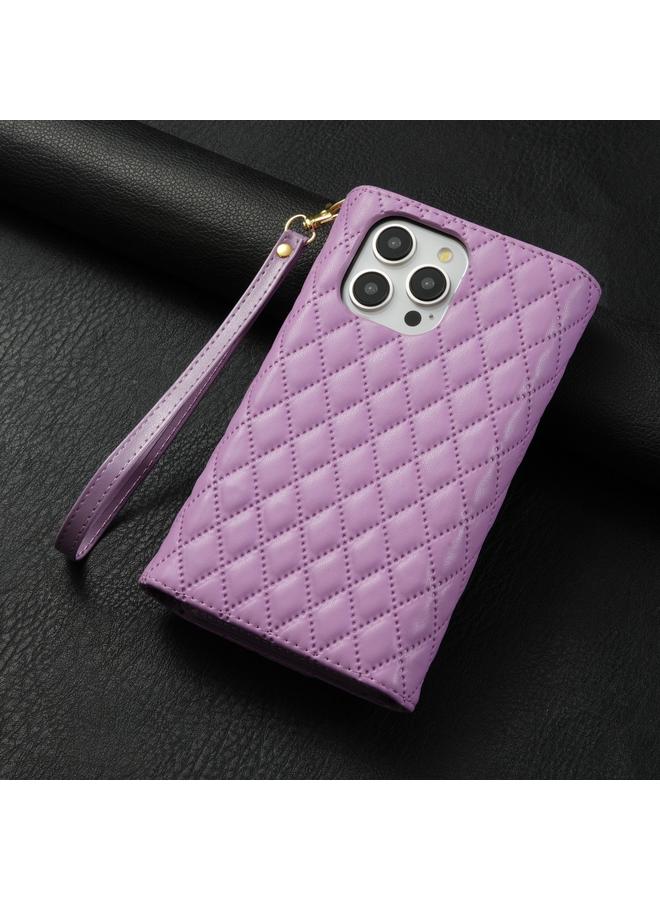 Zaboon Case For iPhone 11 Pro Max Zipper Multi-Card Wallet Rhombic Leather Phone Case - Image 3