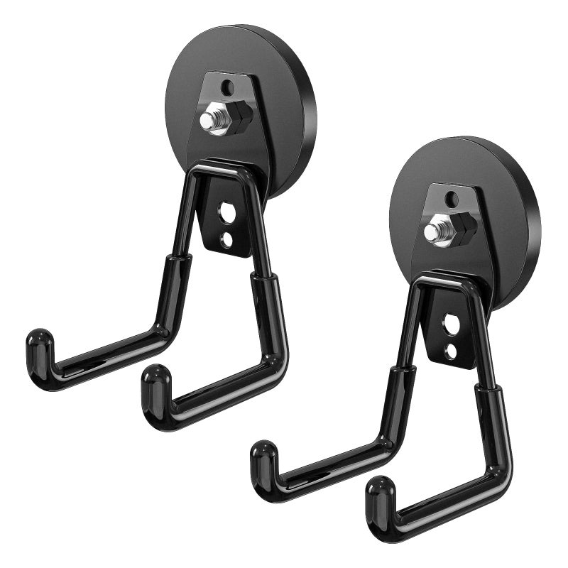 Hadwoer 2 Pack Large Heavy-Duty Magnetic Garage Hooks - Strong Magnetic Tool And Utility Hooks With Anti-Scratch Rubber Coating - Ideal For Garage  Workshop  Tool Cart  And Outdoor Storage - Image 1