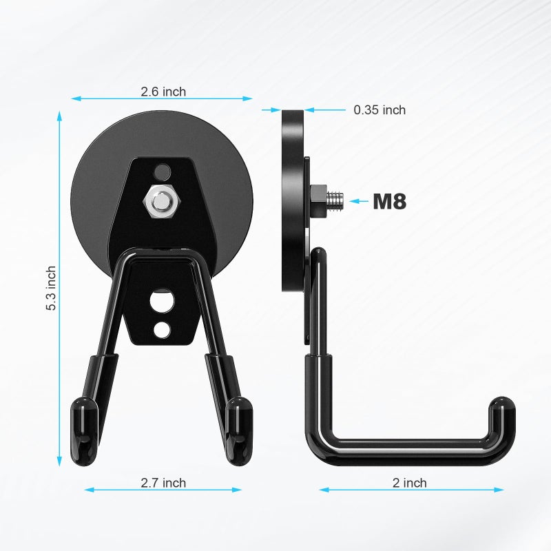Hadwoer 2 Pack Large Heavy-Duty Magnetic Garage Hooks - Strong Magnetic Tool And Utility Hooks With Anti-Scratch Rubber Coating - Ideal For Garage  Workshop  Tool Cart  And Outdoor Storage - Image 3