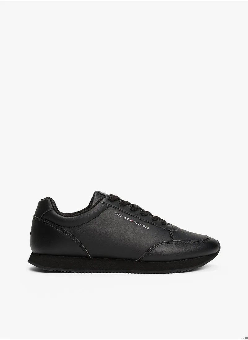 TOMMY HILFIGER Men's Logo Fine Cleat Sneakers - Faux Leather, Black